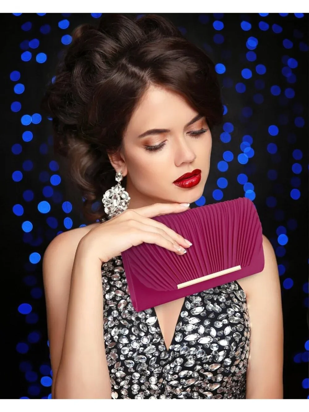 👜 Women's Rose Formal Wedding Party Cocktail Prom Crossbody Clutch Purses